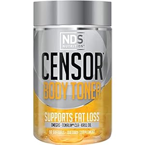 NDS Nutrition Censor – Fat Loss and Body Toner with CLA, Fish Oil, Safflower and Omega 3-6-9 Blend – Dietary Supplement for Improved Energy and Health (90 Softgels)
