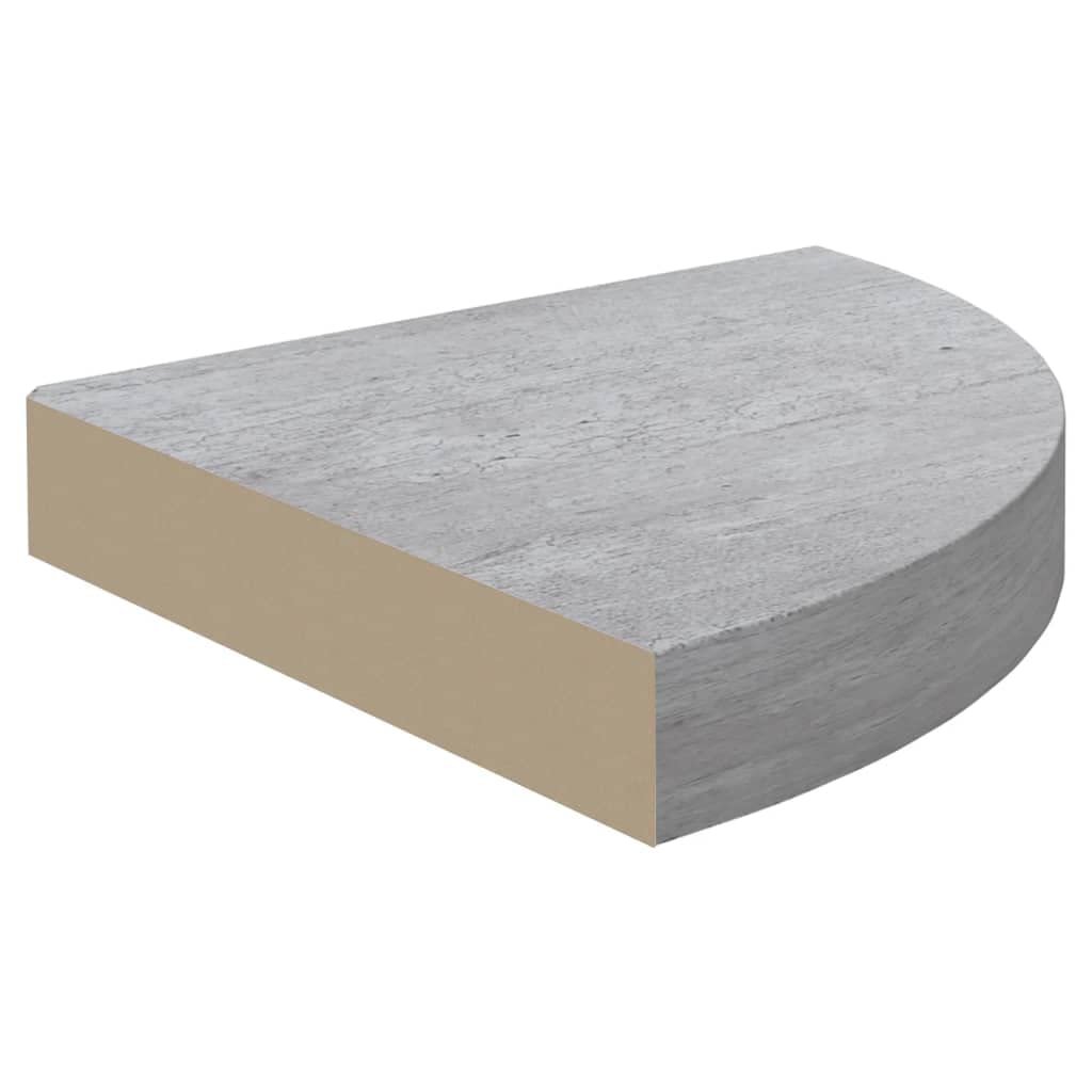 Mensole Angolari da Parete 4 Pezzi Grigio Cemento 35x35x3,8 cm in MDF e Metallo per Libri Decorazioni Casa Soggiorno Bagno