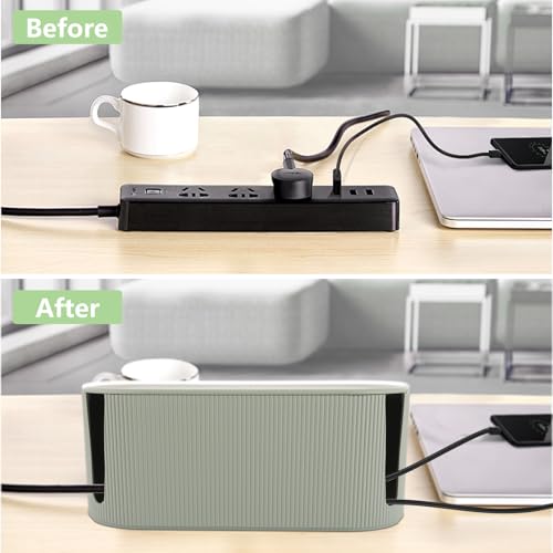YAYODS 2 Stück Kabelbox Groß - 31x13,5x12,5cm Kabelmanagement Box - Kabel Management Box Grün - Kabel Organizer Box ABS Kunststoff - Kabel Box mit Deckel - Cable Box zum Kabel Verstecken