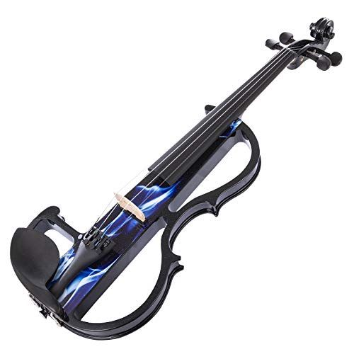 Kinglos 4/4 Blue Fire Colored Solid Wood Intermediate-B Electric/Silent Violin Kit With Ebony Fittings Full Size (Dszb0015) #TOP5