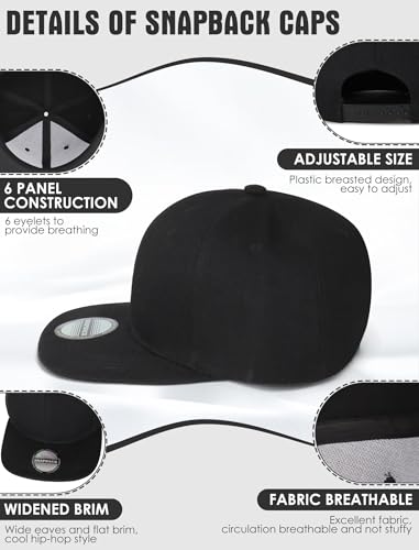 Image of 10 Pack Blank Snapback Hats for Men Flat Brim Hats Baseball Caps Bulk