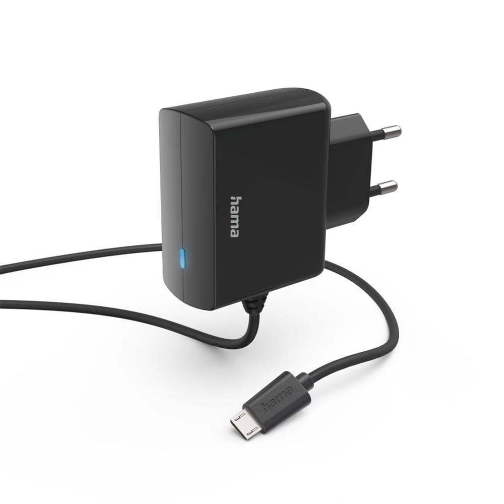 Hama Caricabatterie Da Rete USB-A 6W – Alimentatore A Spina Per Smartphone – Nero, Led Di Stato, 100-240V