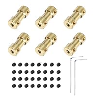 QUARKZMAN 6 Stück 3mm auf 3mm Messingwellenkupplung mit Schrauben und Sechskantschlüssel Flexibler Motorwellenkuppler für Autoreifenwellenmotor