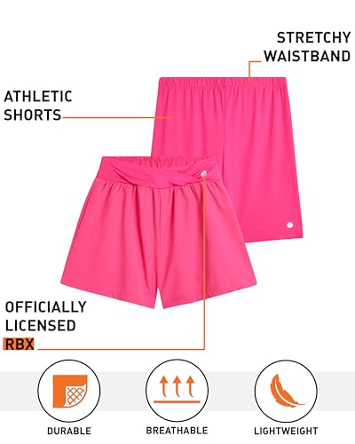 RBX Girls Athletic Shorts - 2 Pack Woven Girls Flowy Short and Active Kids Bike Shorts for Running Soccer Gym Sports (7-16)2
