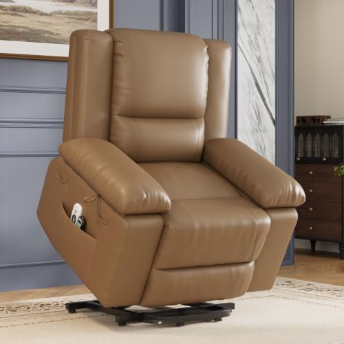 Image of GarveeHome Power Lift Recliner Chair - Heat and Massage, PU Leather Electric Lift Recliner for Elderly & Mobility Impaired, Adjustable Back and Legs, Heavy Duty Lift Chair for Seniors