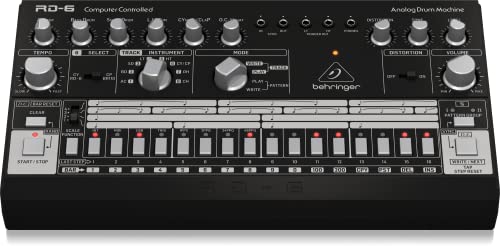 Behringer RHYTHM DESIGNER RD-6-BK Analog Drum Machine with 8 Drum Sounds, 64 Step Sequencer and Distortion Effects