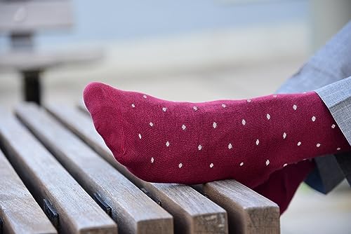 Socks For Men Groomsmen Gifts For Men Dot Christmas Dress Socks Wedding 9-13 100% cotton Casual Crew Socks4