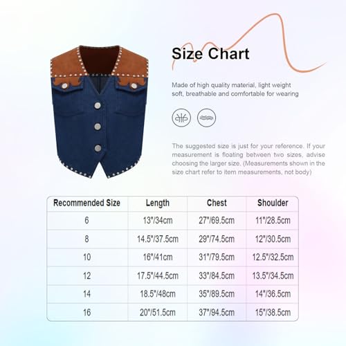 Unisex Kids Movie Role Gear Classic Western Cowboy Denim Vest Rivet Fringe Tassels Tank Top Waistcoat3