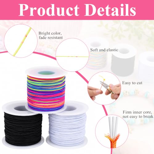 Cordón elástico de 1 mm para pulseras y manualidades con kit de tijeras y enhebradores 4