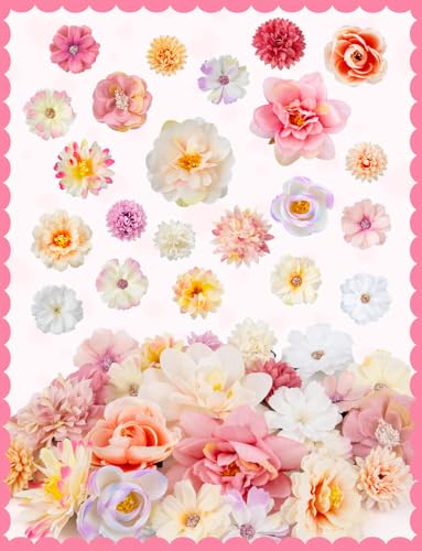 24 piezas de pinzas para cabello con flores rosas bohemias miniatura 4