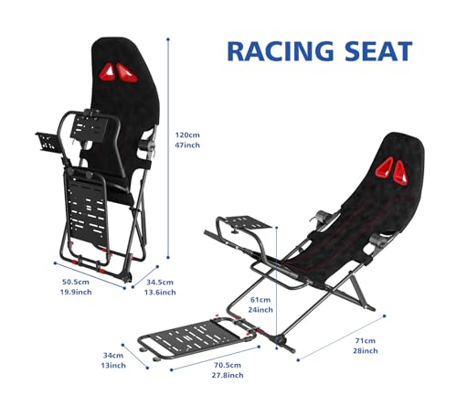 Image of Foam Racing Wheel Stand Sim Racing Cockpit with Racing Chair Seat Foldable Adjustable Sim Racing Cockpit for Logitech G29 G920 G923 G27 G25 T248X T248 T300RS T150 458 TX Xbox PS4 PS5