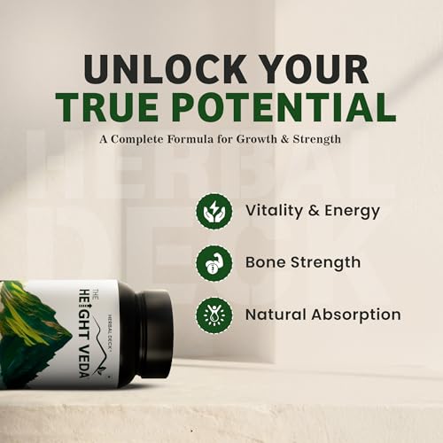 Image of Height Veda Powder | Pack Of 2 | Ayurvedic Height Growth Supplement for Men & Women | Natural Herbal Nutrition Health Boost-300gm