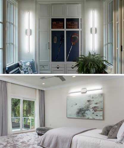 Image of SOLFART Bathroom Vanity Lights Brushed Nickel 48inches Vanity Lights for Bathroom 5CCT LED Wall Light Fixtrues