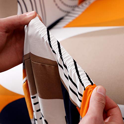 Wing Chair Covers, Ybenwl 2 Pieces Stretch Geometric Printed Wingback Chair Slipcovers Elastic Polyester Spandex Fabric Stretch Sofa Armchair Slipcovers Washable Furniture Protector (Colourful) #TOP3