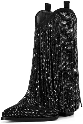 Ouepiano Cowboy Boots for Women - Cowgirl Rhinestone Boots with S...