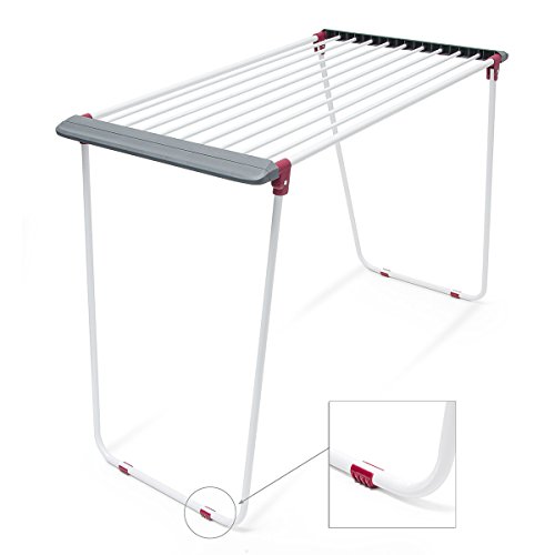 Miniatura 3 de Relaxdays Tendedero Plegable, Soporte Secar Ropa Extensible De Pie, Hierro, 18m Largo De Tendido, 91x63x199 Cm, Blanco