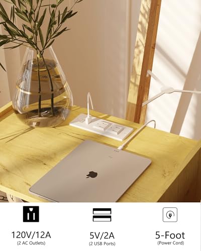 Image of JOONEE Nightstand with Outlet,Modern Bedside Table with Storage Drawer and Open Wood Shelf, for Living Room, Bedroom and Small Spaces, Accent Night Stand with Solid Wood Legs, Easy Assembly,Yellow Oak