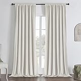 Joydeco White 100% Blackout Curtains 84 Inch 2 Panels, Luxury Thermal White Velvet Curtains for Bedroom Living Room, Soundproof Blackout Window Drapes, Rod Pocket & Back Tab (52W x 84L)