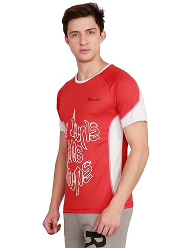 Image of Men's Quick-Dry Mesh Activewear T-Shirt for Gym, Workout & Sports - Red (5069)