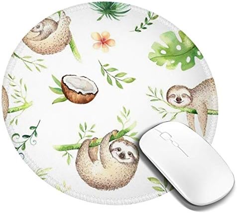 Sloth Nursery Round Mouse Pad Laptop Gaming Mouse Mat Waterproof for for Computer, Laptop,Office Work, Home