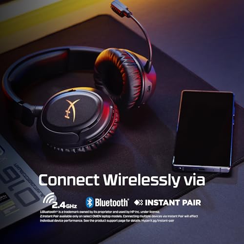 Image of HyperX Cloud Flight 2 - Wireless Gaming Headset, Customizable RGB Lighting with Removable Earcup Plates, up to 100 Hours of Battery Life, 2.4GHz & Bluetooth, Multi-Platform Compatibility - Black