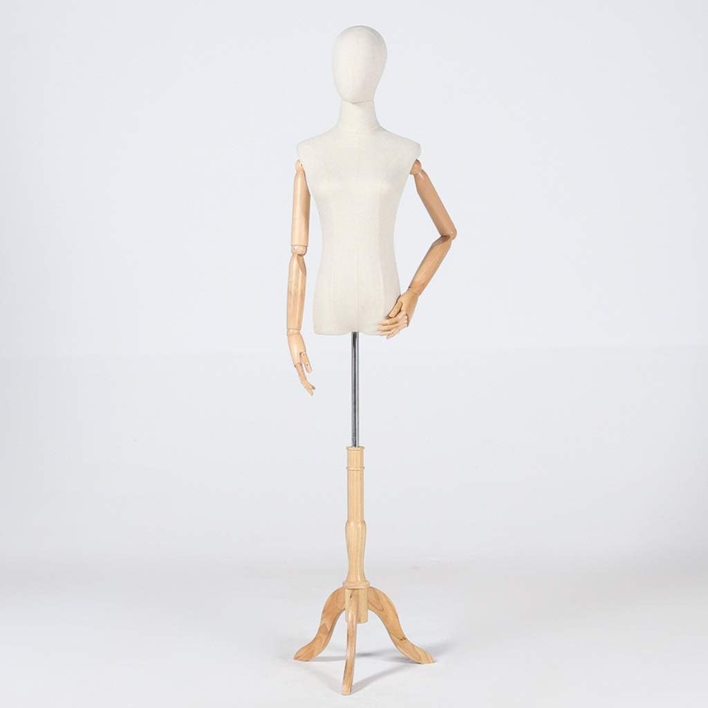 Mannequin Torso Home Clothes Store Female Mannequin Torso Dummy Display Bust Dressmakers Fashion Designer Clothing Tripod Stand with Wooden Base Dress Form (Color : B Size : S) (A Small)