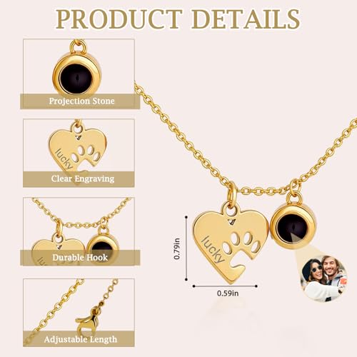Personalized Projection Necklace with Custom Photo Pendant - Best Gift for Mom, Wife, Girlfriend, or Memorial - Mother's Day, Valentine's Day, Birthday Jewelry Gift loss dog pet Memorial Wedding, Bridesmaid & Groomsman Gifts3