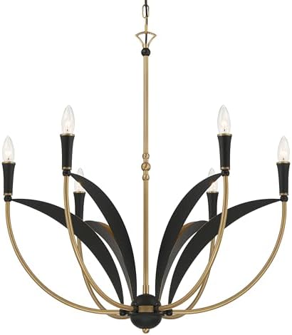 Minka Lavery 5696-782 Miller 6 Light 29" Wide Taper Candle Style Chandelier - Legacy Brass and Sand Coal Black