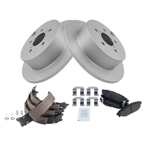 Image of TRQ Rear Brake Pad and Rotor Set Semi Metallic G Coated Rotors Compatible with 2014-2018 Subaru Forester 2012-2018 Impreza 2013-2015 XV Crosstrek 2017-2018 Crosstrek
