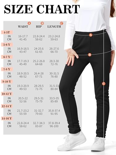 TODDOR 3 Pack Girls Winter Fleece Lined Leggings Stretchy Solid Velvet Pants Warm and Soft Tights for Kids2