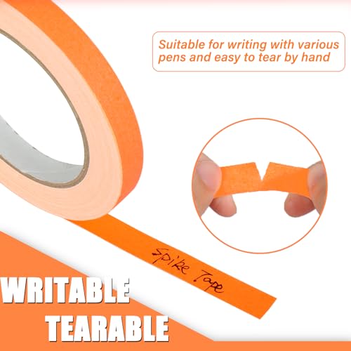 Image of GEYYANG Spike Tape, Orange Fluorescent Gaffers Tape 1 /2 inch x 20 Yards, Black Light UV Reactive, Multipurpose Fluorescent for Stage Marking, Party and Art Crafts