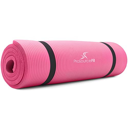 Prosourcefit 1/2 In Extra Thick Yoga Pilates Exercise Mat, Padded Workout Mat For Home, Non-Sip Yoga Mat For Men And Women, Pink, 71 In X 24 In #TOP2