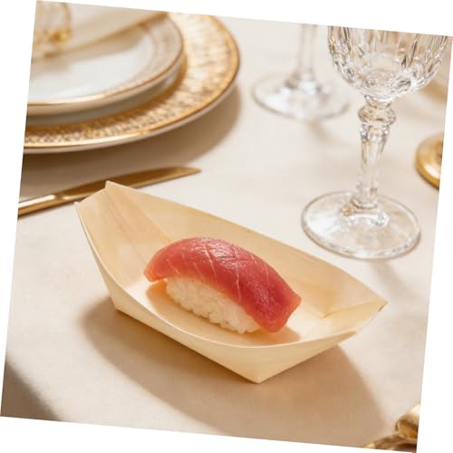 Platos desechables de madera para sushi COLLBATH 100 piezas miniatura 5