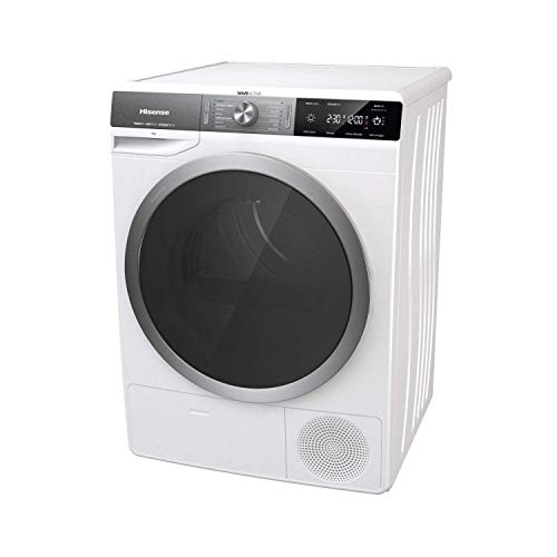 Hisense-DHGS90M-Secadora-con-Bomba-de-Calor-Tratamiento-con-Vapor-Carga-Frontal-9-Kg-Motor-Eficiente-Inverter-Aire-Ionizado-Iluminacion-en-el-Tambor-Display-Led-Blanco