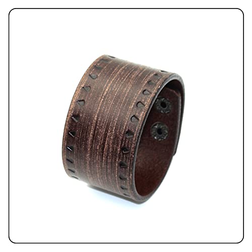 Image of Punk Rock Print Pattern Wristband Wide Leather Cuff Bracelet