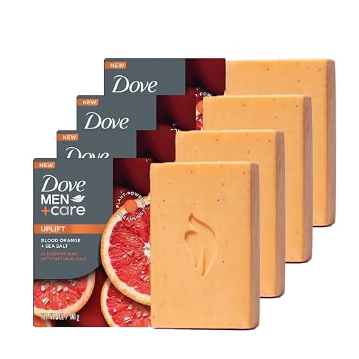 Dove Men+Care Cleansing Bar Soap Blood Orange + Sea Salt 4 Bars to Rebuild Skin in the Shower, a 4in1 Hair, Body, Face & Shaving Bar with Plant-Based Cleanser and Natural Oils 5 oz