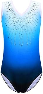 Gymnastics Leotard for Girls Shiny Diamond Ballet Dance One Piece B180 Blue 8A