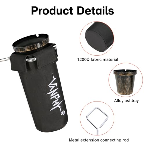 Drumstick Bag Holder Drum Stick Holder Mallets Up to 14 Pairs of Drumsticks with Metal Extension Connecting Rod and Alloy Ashtray for Storing Drum Sticks Brushes or Other Small Accessories（no Clamp） - Thumbnail 4