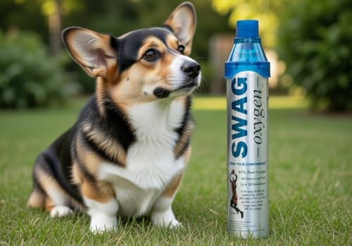 100% Pure & Natural Pet Oxygen for Dogs, Cats, All Pets. Portable Emergency Oxygen Supports Breathing During Heat, Stress, Travel, Poor air Quality. Easy to Store at Home or pet First aid kit.