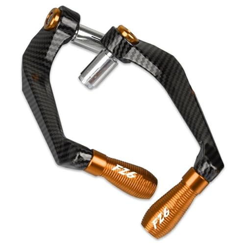 Protège-mains moto en alu et carbone orange pour Yamaha FZ6 Fazer 2004-2010
