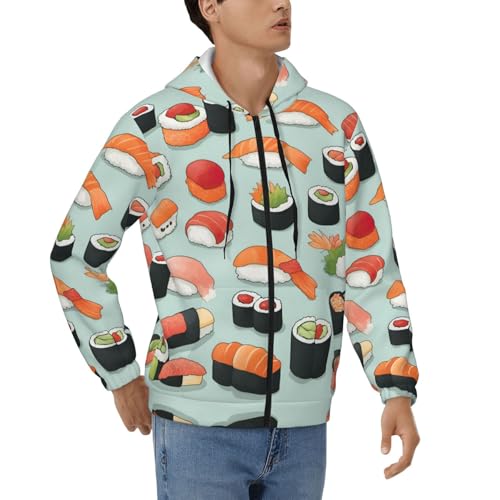 Sweat à capuche zippé sushi homme veste ample confortable à poches