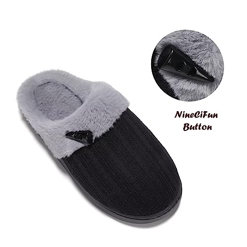 NineCiFun Women's Slip on Fuzzy House Slippers Memory Foam Black Grey 9-10 by NineCiFun - Used condition - Image 6