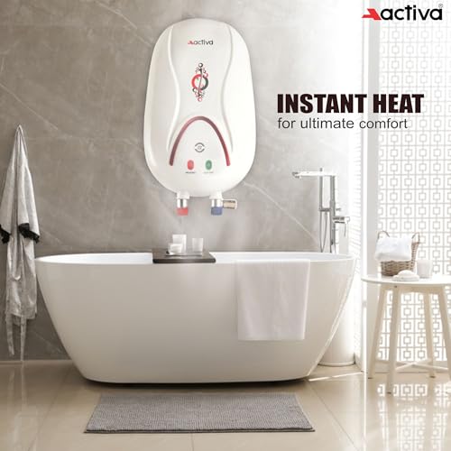Image of ACTIVA 1 LTR. Instant 3 KVA Anti Rust Coated Tank Geyser with Full ABS Body, 5 Year Warranty HOTMAK (Ivory)