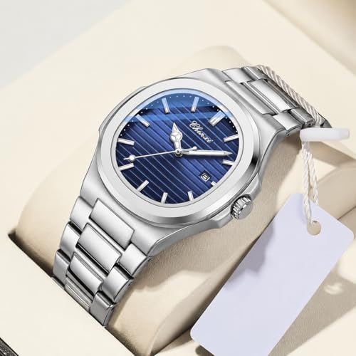 Image of Gosasa Fashion Men's Watches Date Business Watch Stainless Steel Luxury Style Luminous Quartz Waterproof Analog Display Male Wristwatch