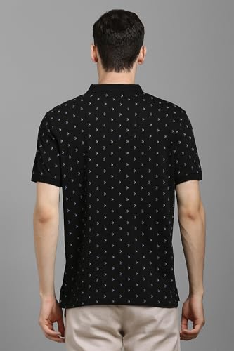 Image of Louis Philippe Men's Regular Fit Light Weight & Breathable Classic Sophisticated Texture Print Half Sleeve Cotton Polo Tshirt