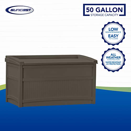 image for Suncast 50-Gallon Medium Deck Box - Lightweight Resin Indoor/Outdoor S