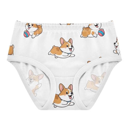 Cute Cartoon Corgi Dogs White Little Girl Panties Girls Underwear Toddlers Cotton Flower Kids Undies Briefs 2t