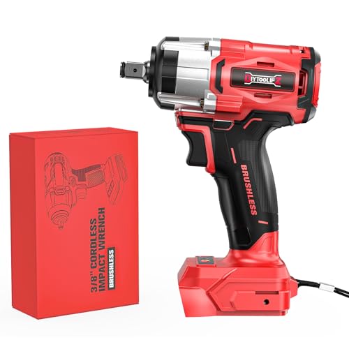 Image of DIYtoolifz Cordless Impact Wrench 1 /2 inch Compatible with Milwaukee 18v Battery (Bare Tool), 300 FT-LBS Brushless Impact Driver, Portable Electric Impact Gun with LED Work Light, 3-Speed Control