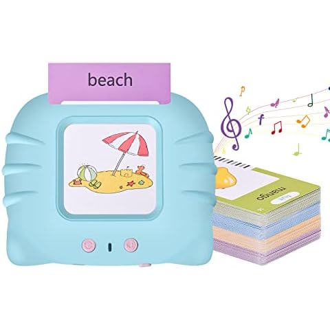 Talking Flash Cards, Speech Therapy Toys 2-6 Years, Electronic Learning Education Toys for Toddler - 112 Sheets, Blue Cover