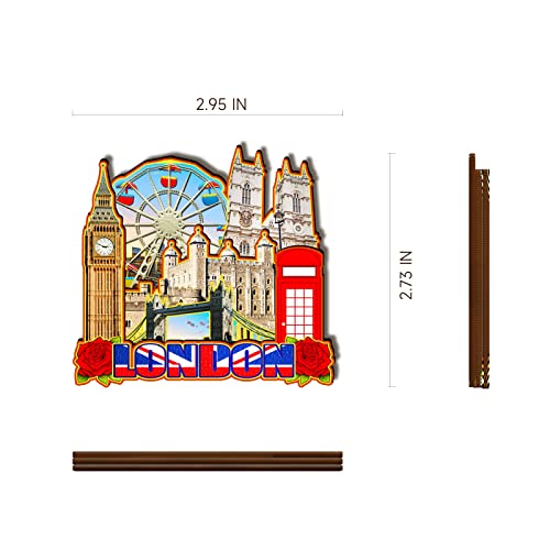 Imán decorativo de madera Londres Inglaterra miniatura 3